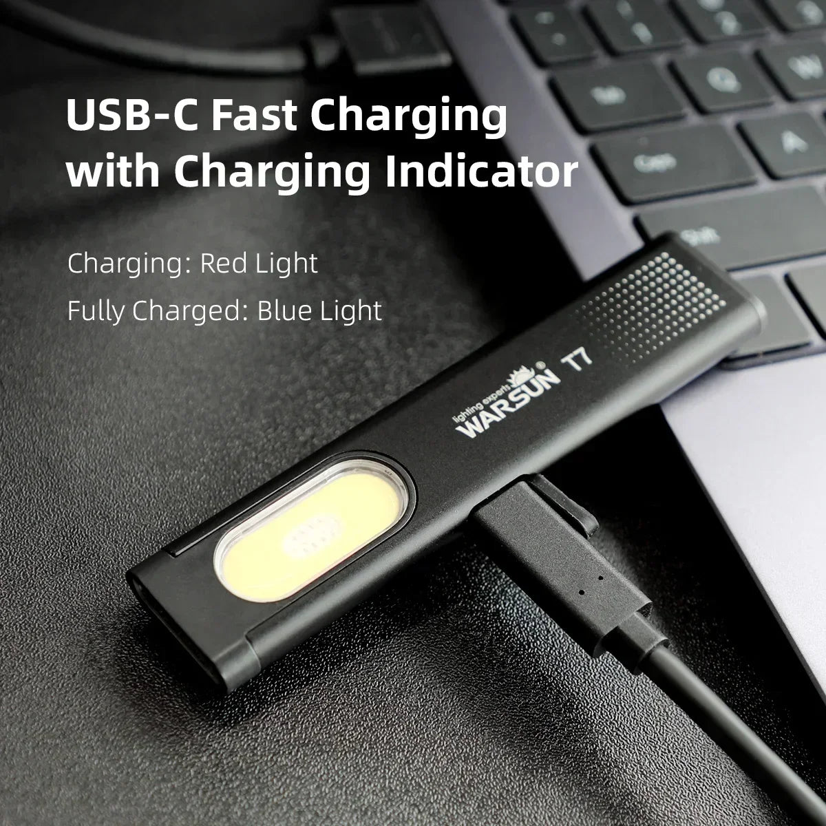 Warsun LED sleutelhanger zaklamp USB C oplaadbare draagbare mini zaklamp