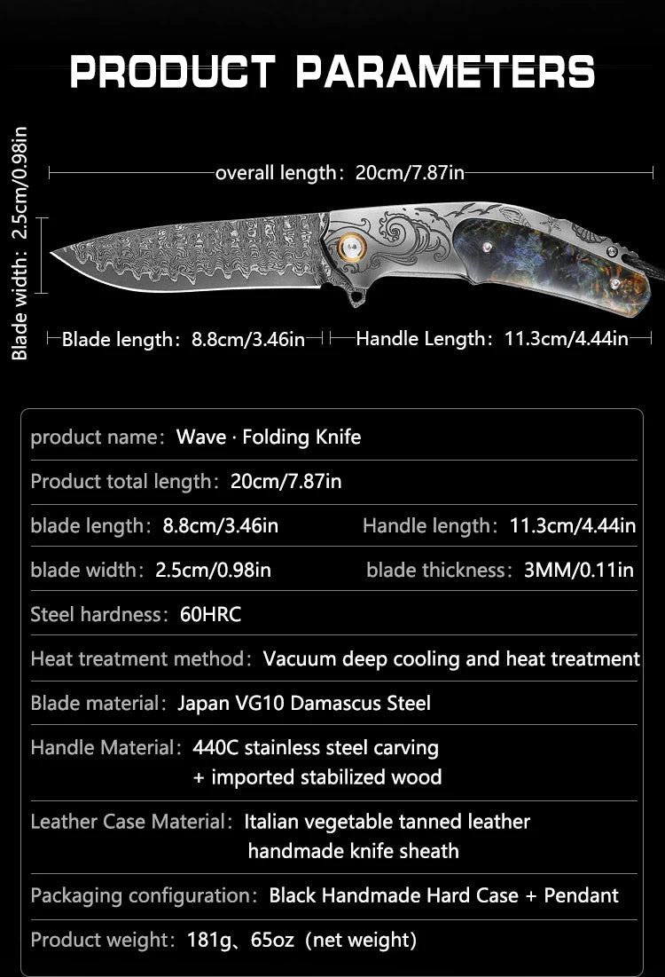 Handmade Damascus Steel Pocket Knife, Men s and Women s Folding Knife, Outdoor