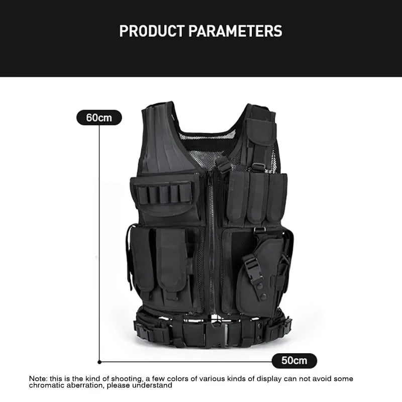 Adjustable Molle Tactical Vest Combat Body Armor Vests Security Guard Hunting