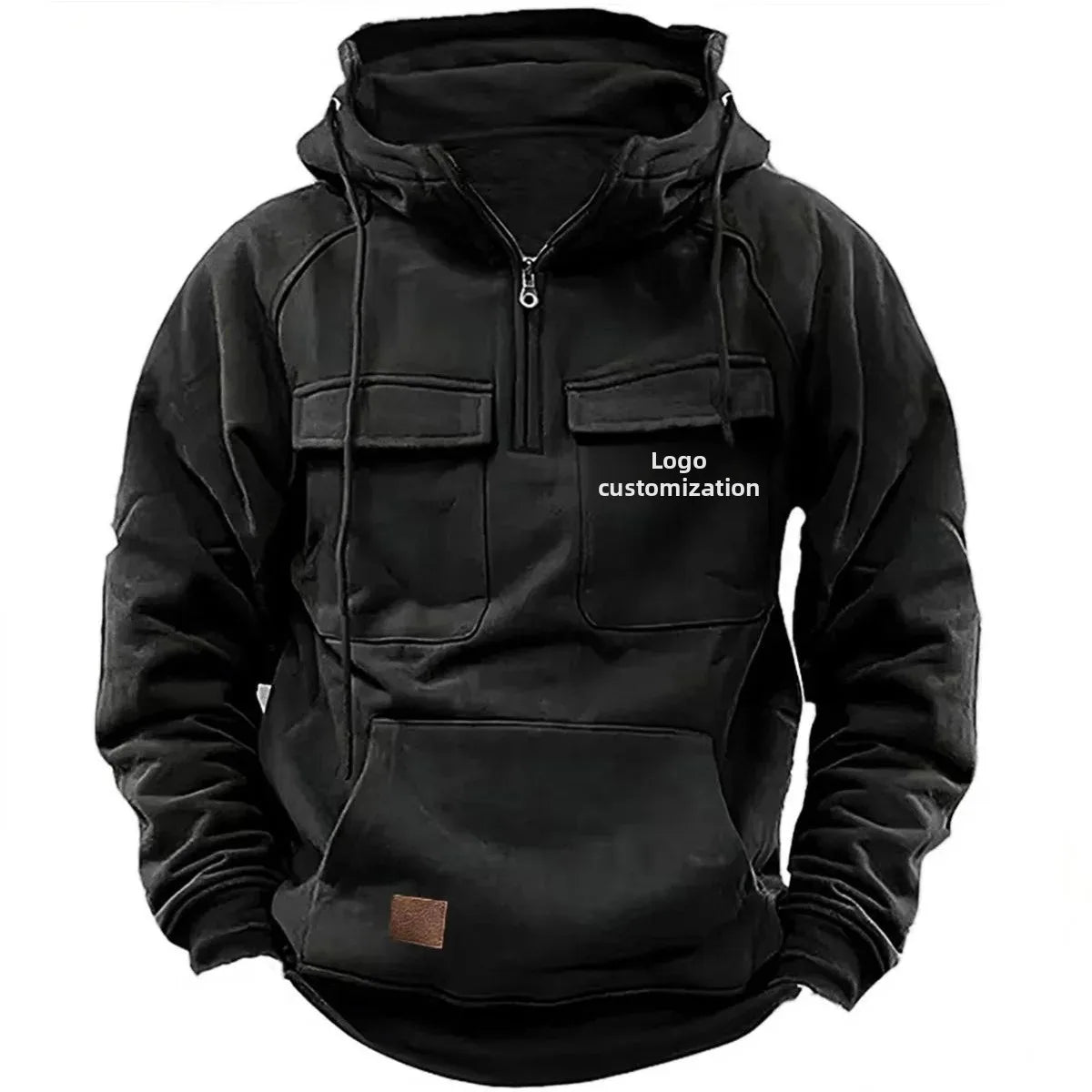 Men s Hoodie Sweatshirt Autumn Winter European Size Multi Pocket Customizable