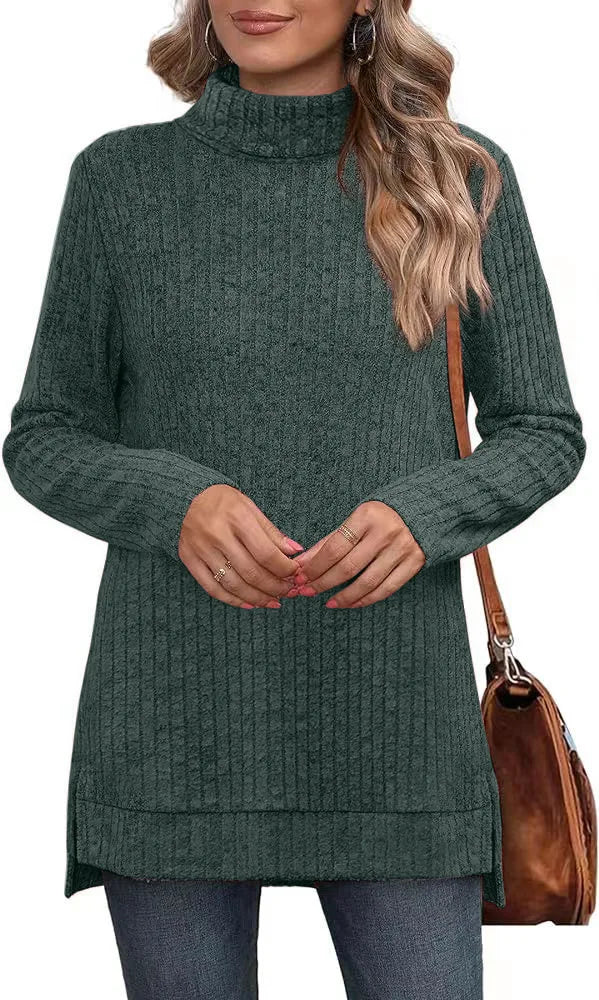 Effen herfst dames oversized coltrui truien lange mouwen
