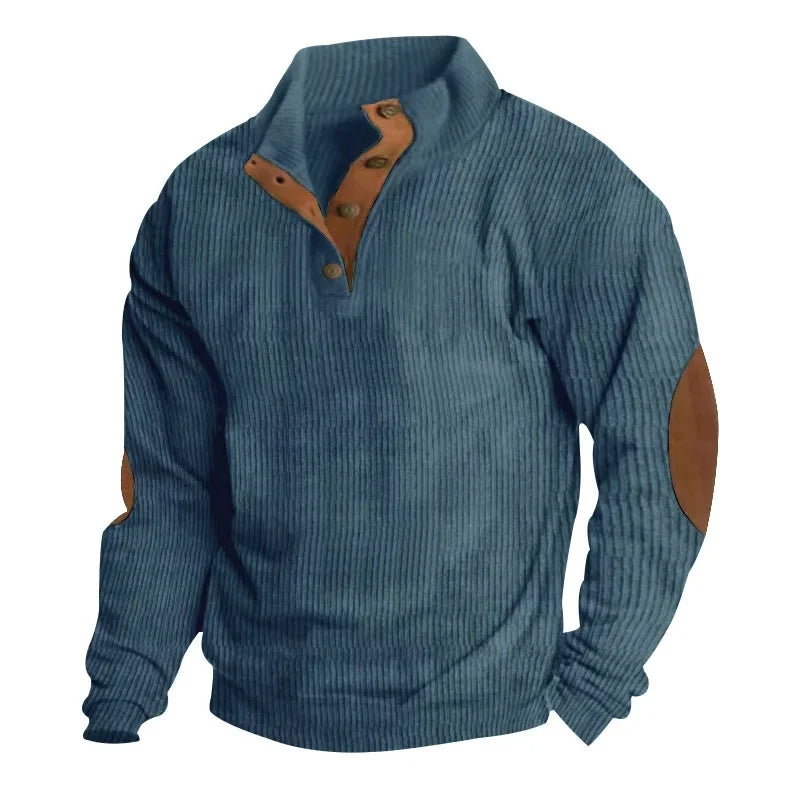 Men s Outdoor Jacket 3D Digital Print Casual Collar Long Sleeve Four Button Sweatshirt Loose Fit