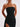Mozision Strapless Rugloze Maxi-jurk met hoge split voor dames, zwart, off-shoulder