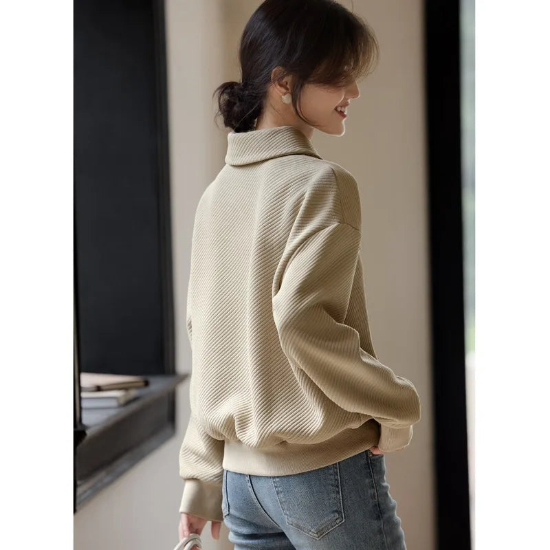 Herfst Winter Trui Voor Dames Effen Veelzijdige Verdikte Trui Losse Casual