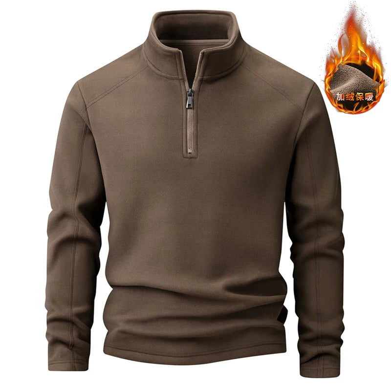 Plus Velvet Sweater Men s L 9XL Large Size Winter Polar Fleece Stand up Collar Half zipper Long