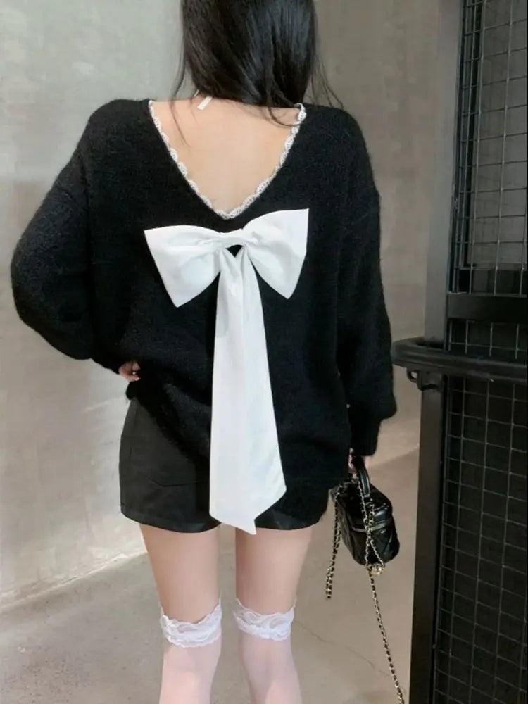 Весна-осень, V-образный вырез, длинный рукав, модный женский свитер, повседневный, для улицы