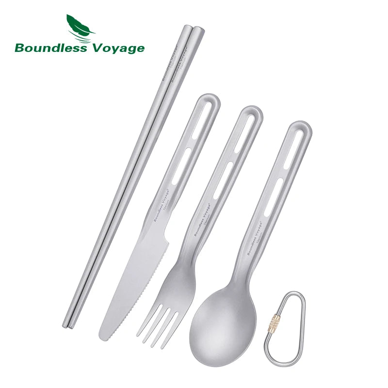 Boundless Voyage Camping Cutlery Set Titanium Knife Spoon Fork Chopsticks