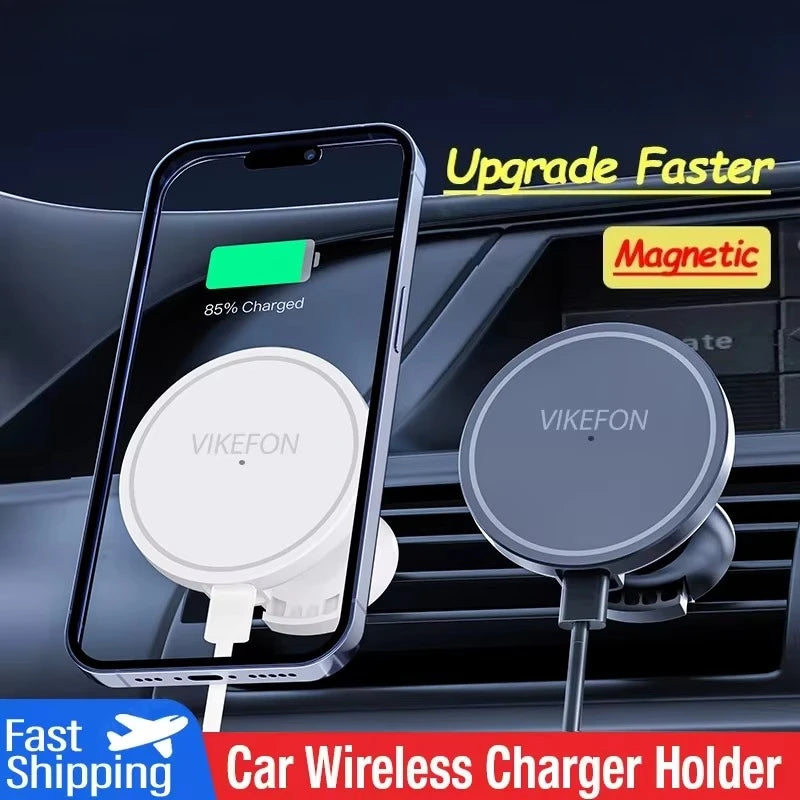 Magnetische auto mobiele telefoonhouder, draadloze oplader voor iPhone 15, 14, 13 en 12