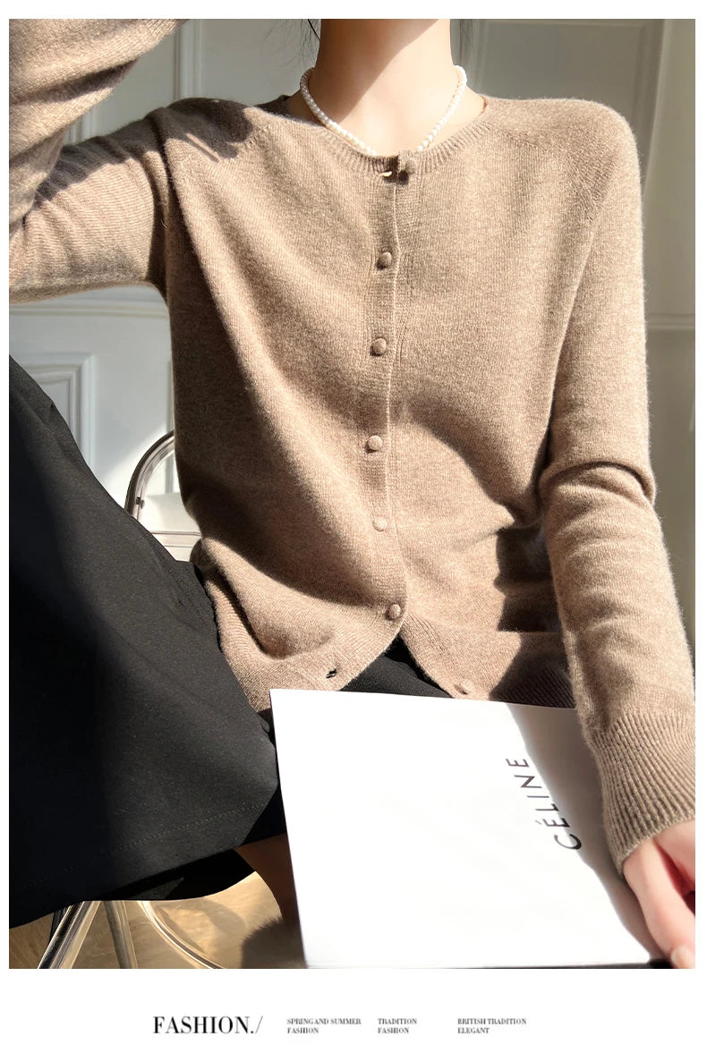 Женские кардиганы WinvyNee из 100% шерсти, свитер, однотонные, повседневные, тёплые, верхняя одежда, трикотаж