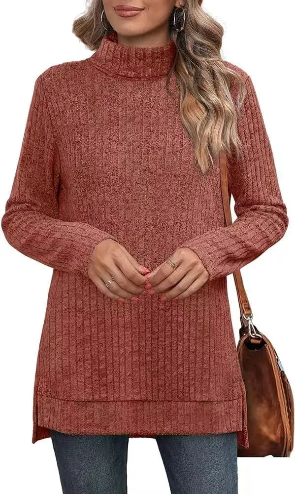 Effen herfst dames oversized coltrui truien lange mouwen