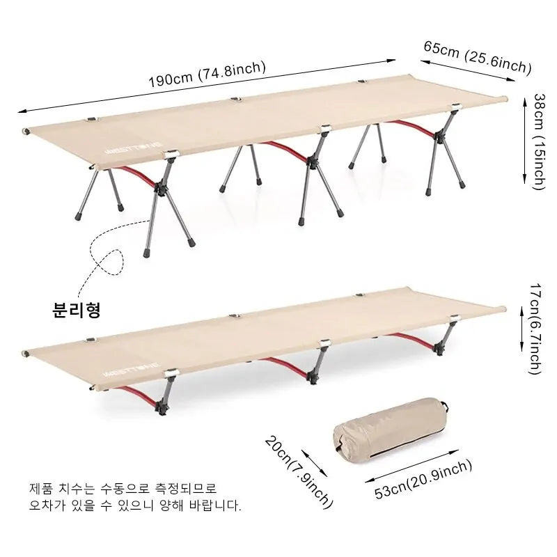Westtune Camping Cot Portable Folding Bed Ultralight Aluminum Alloy Sleeping Cot