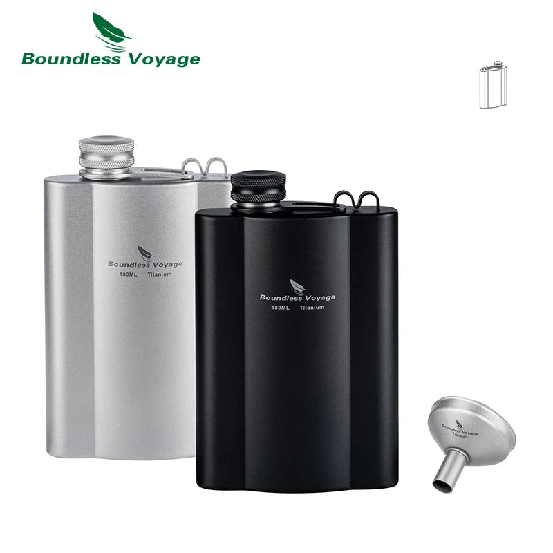 Фляжка Boundless Voyage Titanium Hip Flask 180 мл / 240 мл, ультралегкая, маленькая бутылка для ликера
