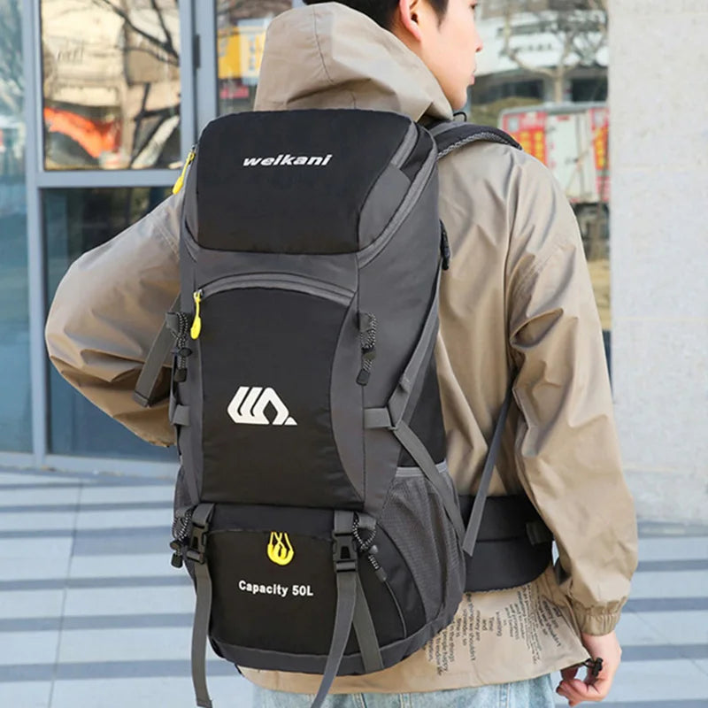 50L Travel Backpack Camping Men Large Hiking Bag Tourist Rucksack Waterproof