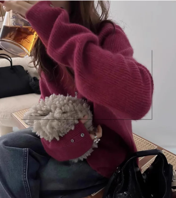 Europese goederen zachte wasachtige kasjmier gebreide cardigan herfst en winter modieus