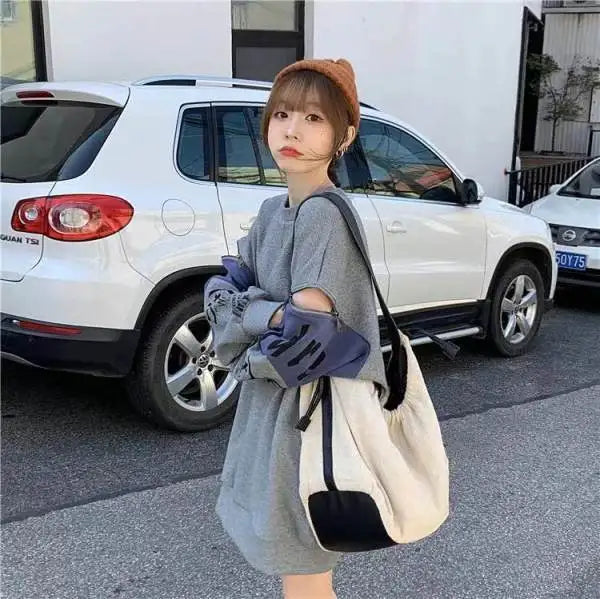 Autumn Fashion Korean Edition Design Sense Round Neck Pop Street Zipper Long Sleeve Panel Loose