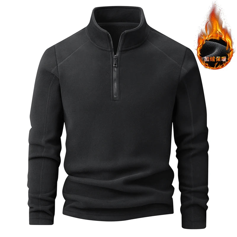 Plus Velvet Sweater Men s L 9XL Large Size Winter Polar Fleece Stand up Collar Half zipper Long