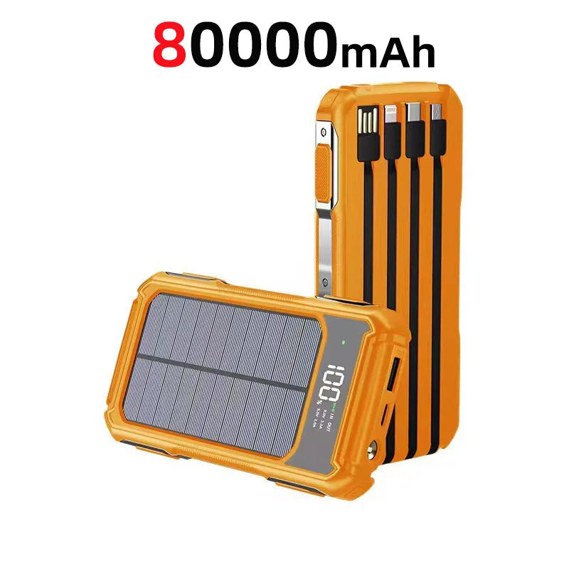 80000mAh Large Capacity Portable Outdoor Solar Mobile Power 4 in 1 Built in