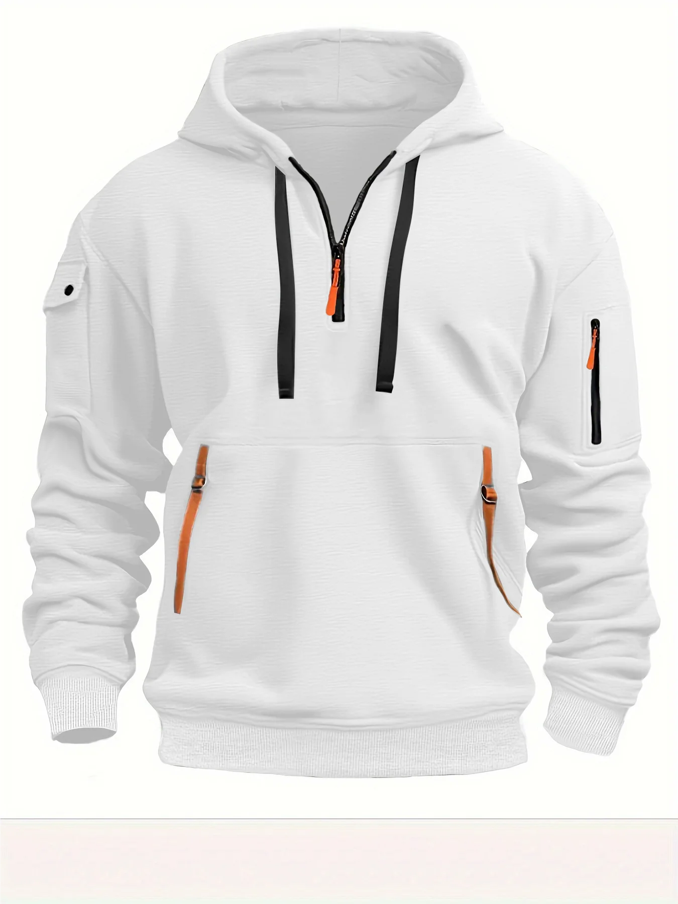 Multi Pocket Zipper Fleece Hooded Casual Shirt for Men and Women Plus Size Loose