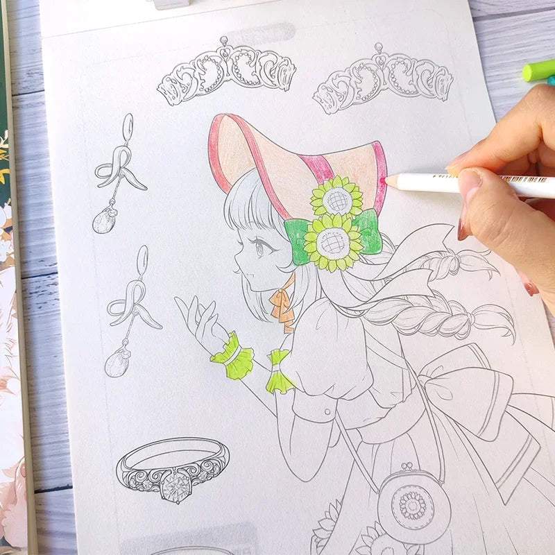 Cartoon Coloring Book Beginner Painting Technique Workbook Comic Manga Images