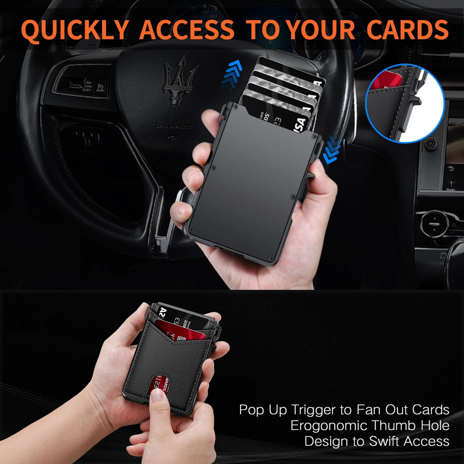 Mens Wallet Tactical Bifold Wallets for Men Metal Rfid Blocking Aluminum Money
