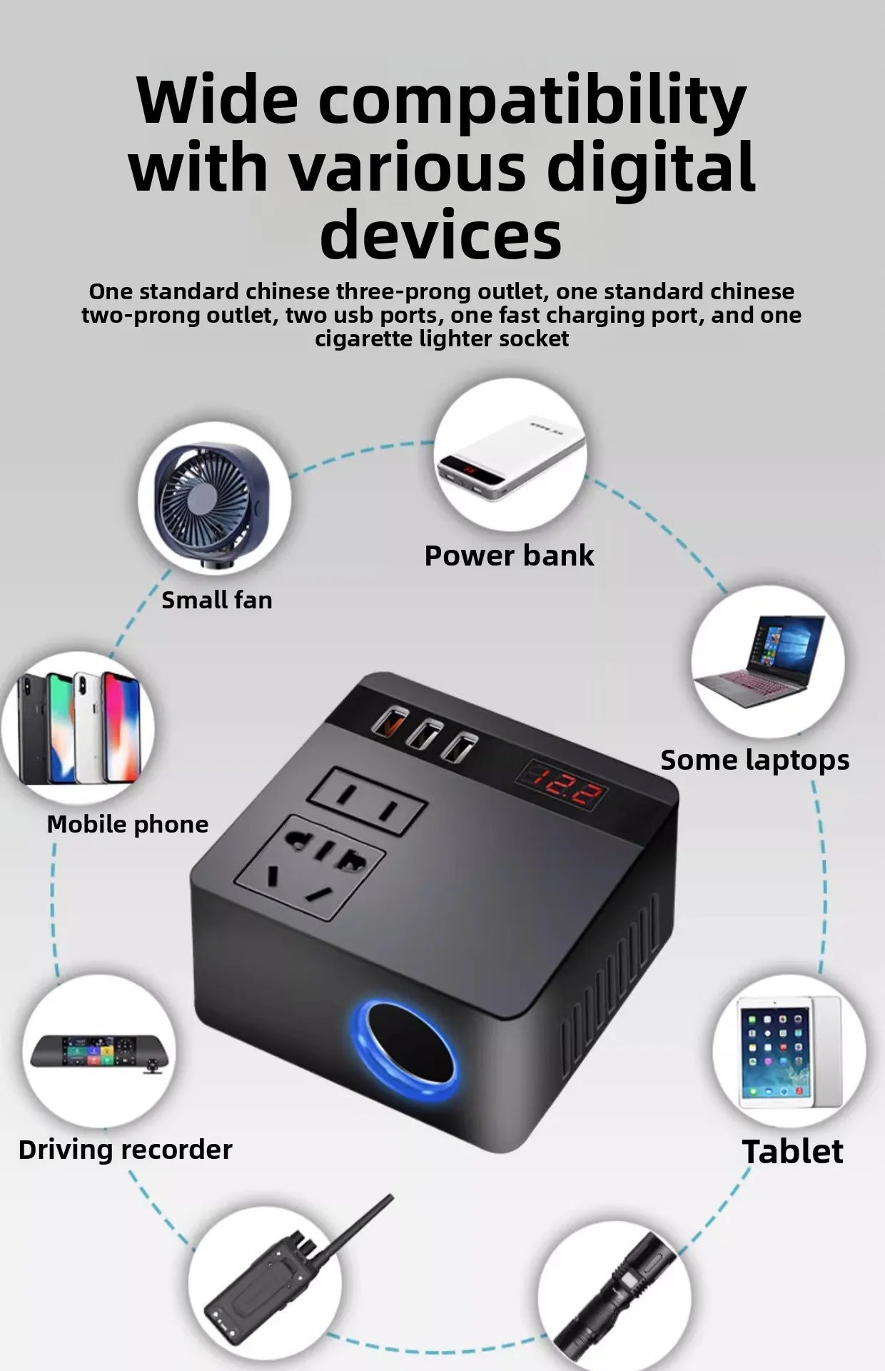 Car Inverter 12v24v to 110v220v Power Socket Conversion for Home Use