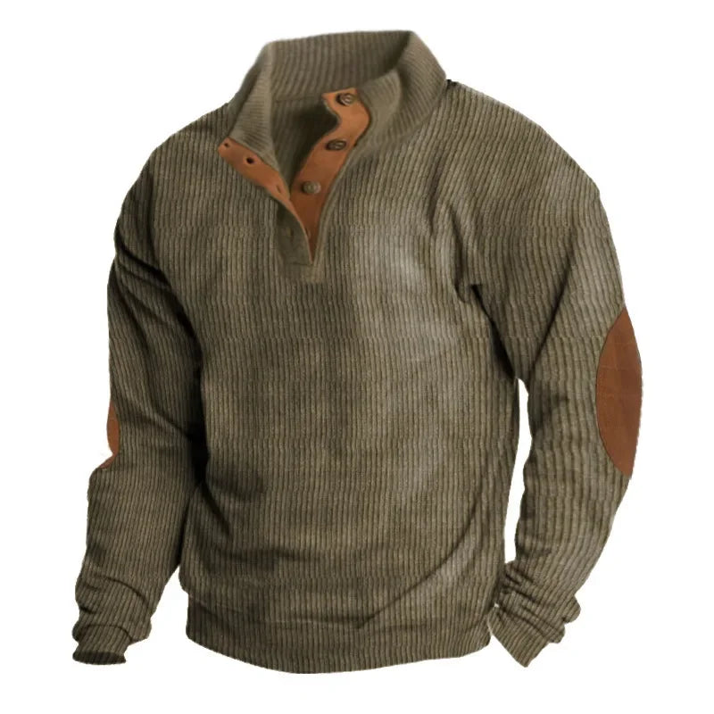 Men s Outdoor Jacket 3D Digital Print Casual Collar Long Sleeve Four Button Sweatshirt Loose Fit