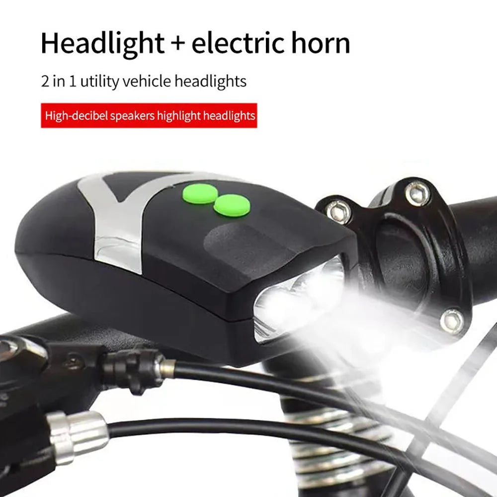 3 LED-fietskoplamp met claxonring, fietsveiligheidskoplampalarm