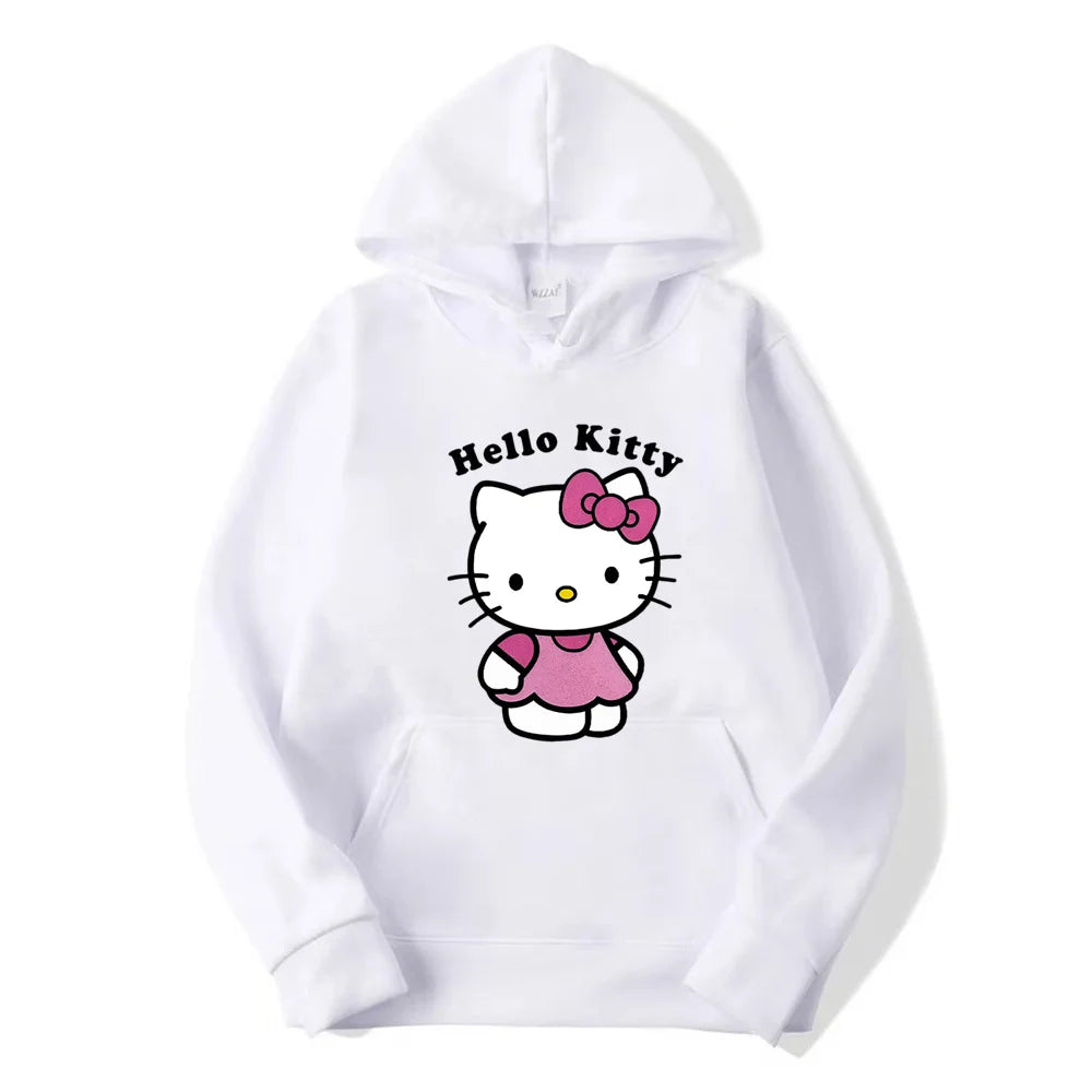 Prachtige Hello Kitty bedrukte hoodies voor dames, warme en comfortabele casual hoodies