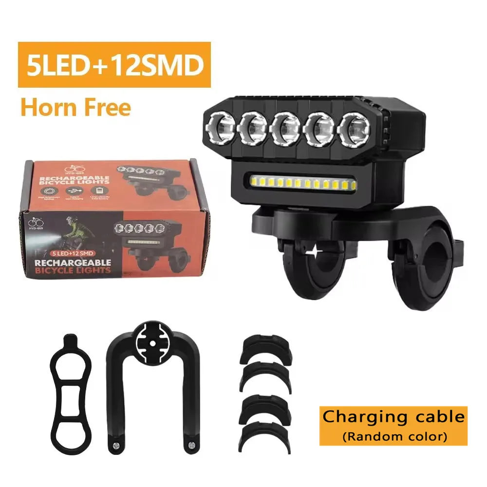 5 8 LED Fiets Koplamp USB Oplaadbaar 130dB Fietshoorn Gemakkelijk te gebruiken