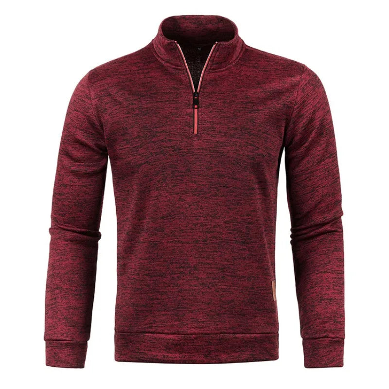 Autumn Men s Half Zipper Sweatshirts Long Sleeve Solid Color Pullover Turtleneck