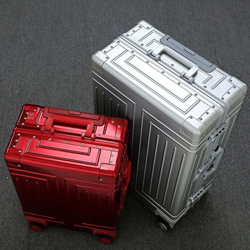 20 24 26 30 Inch Aluminum Trolley Suitcase Waterproof Metallic Cabin Luggage