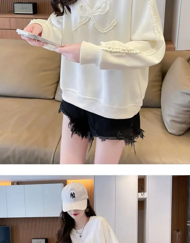 Dames Sweatshirt Los Groot Maat Ontwerp Eenvoudig Leeftijdsverminderend Afslankend Vleesbedekkende Trui Lang