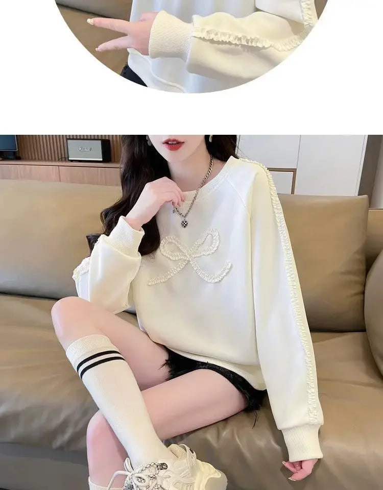 Dames Sweatshirt Los Groot Maat Ontwerp Eenvoudig Leeftijdsverminderend Afslankend Vleesbedekkende Trui Lang