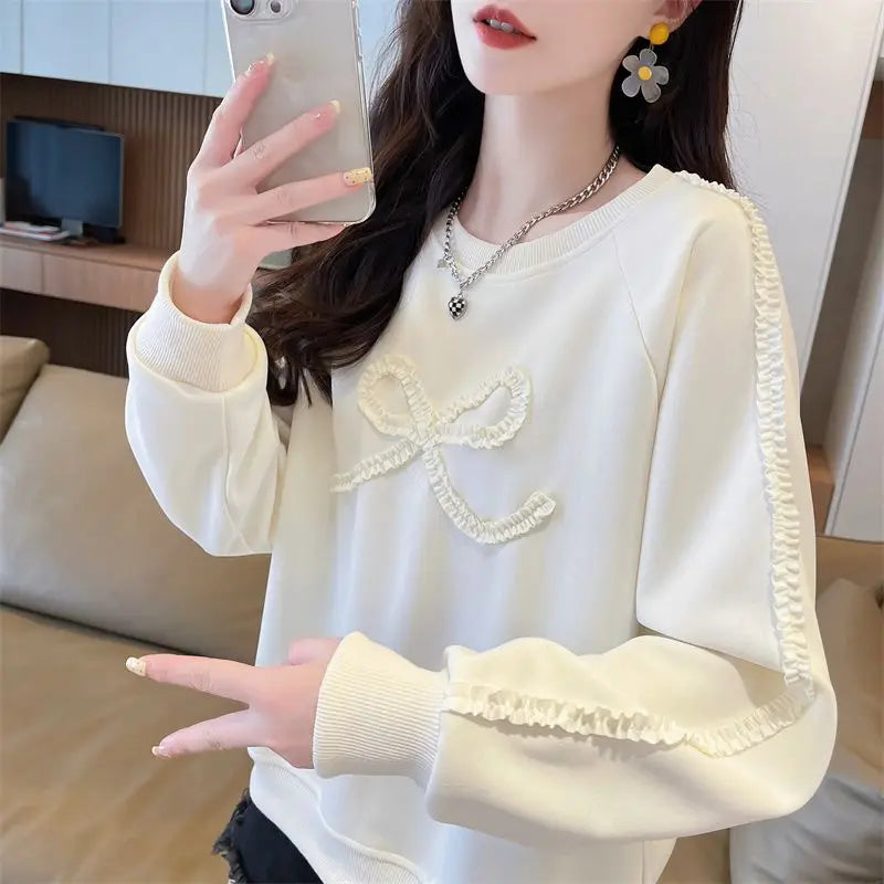 Dames Sweatshirt Los Groot Maat Ontwerp Eenvoudig Leeftijdsverminderend Afslankend Vleesbedekkende Trui Lang