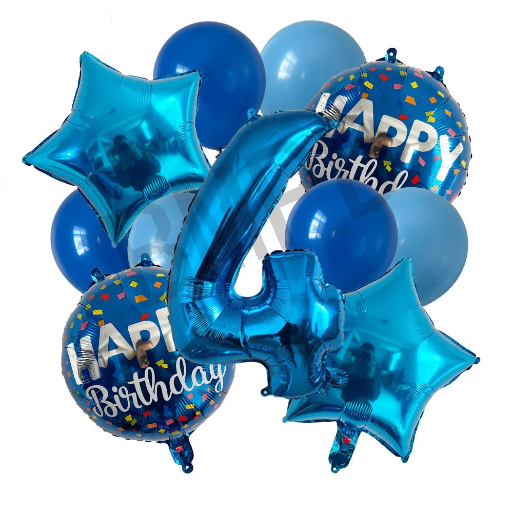 13pcs bag Blue Balloons Mixed Number Balloons Birthday Party Decorations Boys