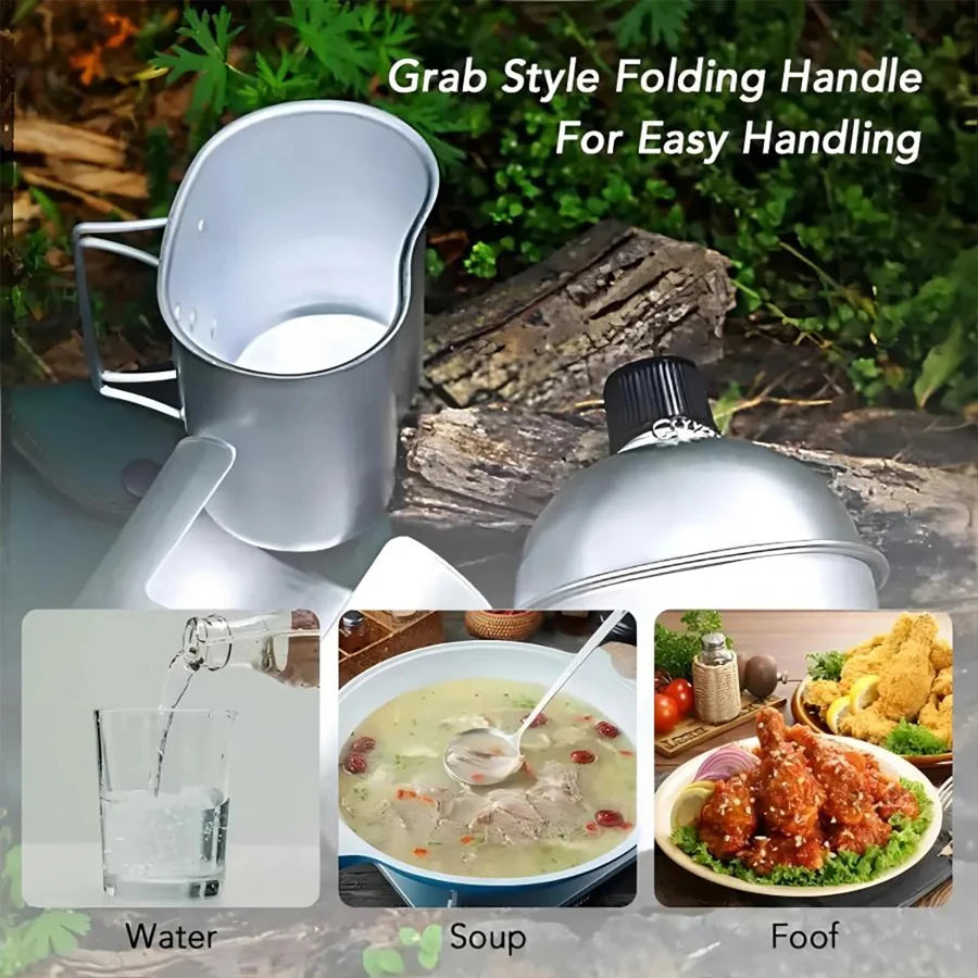 Outdoor Military Canteen Aluminum Alloy Canteen Multi Functional Water Bottle