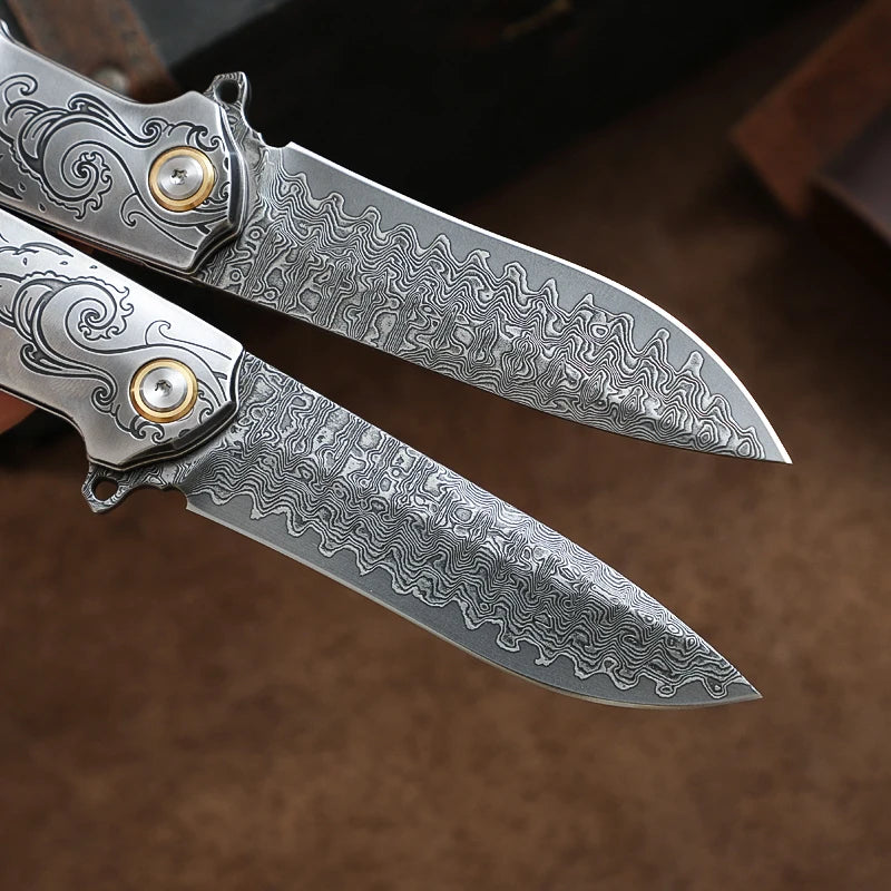 Handmade Damascus Steel Pocket Knife, Men s and Women s Folding Knife, Outdoor