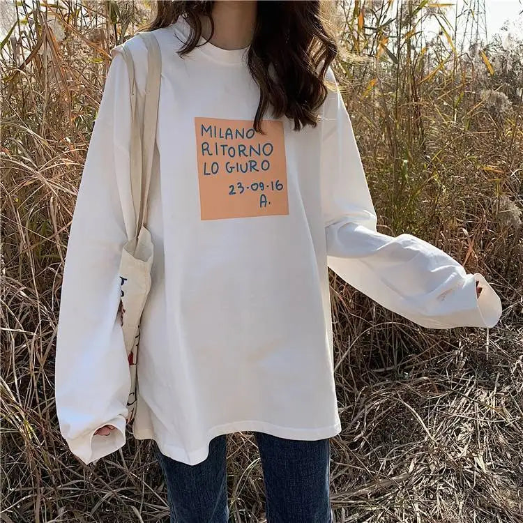 Cotton Loose Long Sleeved Top Women s Base T shirt