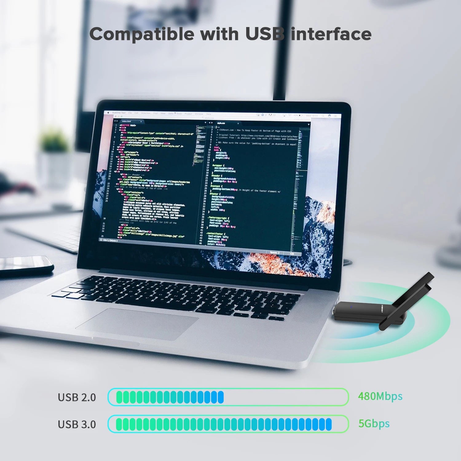 Comfast 1300Mbps USB Wifi-adapter Dual Band 2.4g 5.8g Ethernet Wi-Fi Dongle