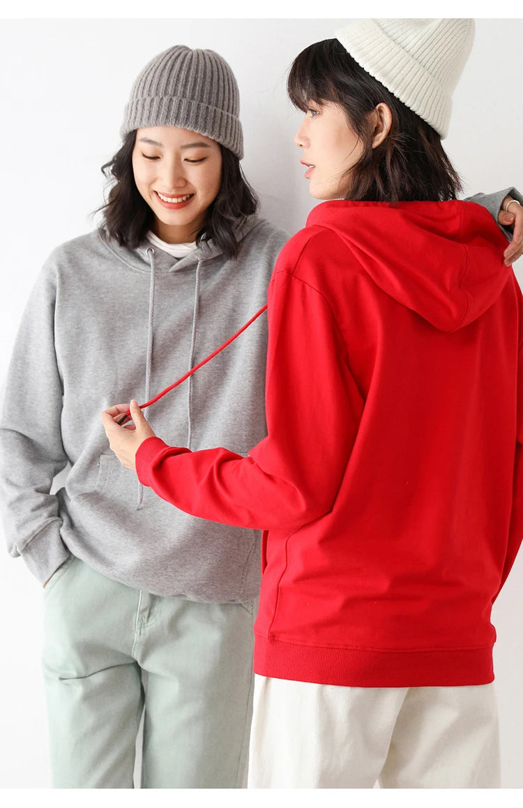 Dames Hoodies 100% Katoen Lente Herfst Losse Lange Mouwen Truien Effen