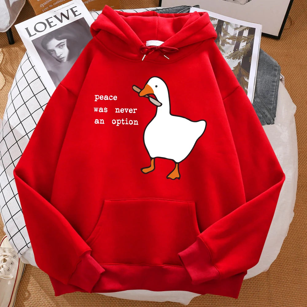 Peace Was Never An Option Printed Sweatshirt Men Street Oversize Autumn Hooded