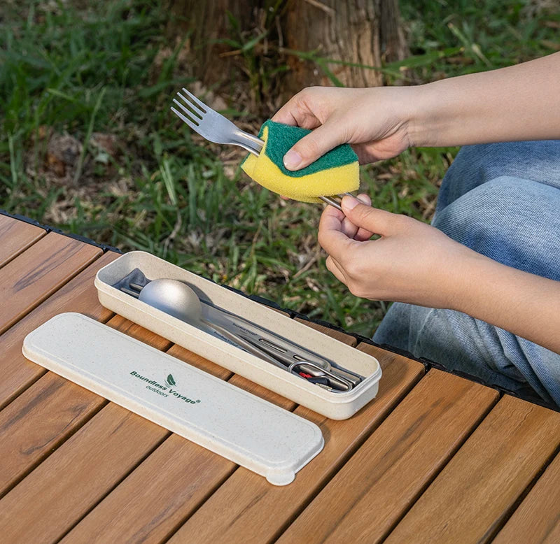 Boundless Voyage Camping Cutlery Set Titanium Knife Spoon Fork Chopsticks