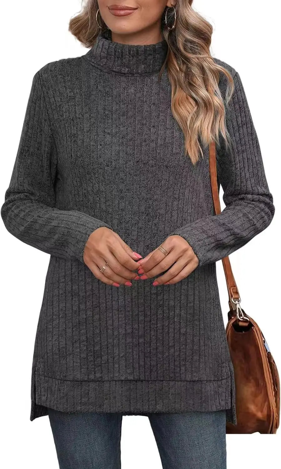 Effen herfst dames oversized coltrui truien lange mouwen
