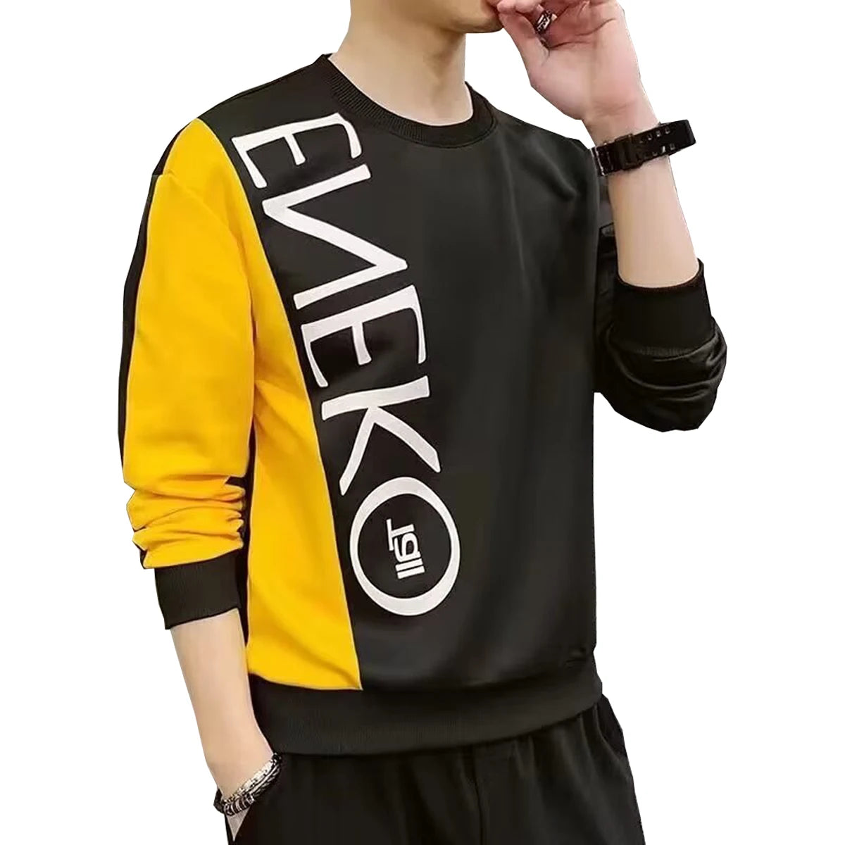 T shirt Men s Long Sleeved Round Neck With Letter Print Pattern Spring Autumn Suitable Shirt Couples