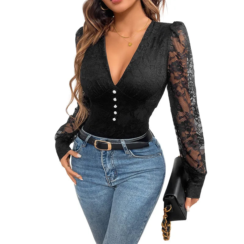 Effen kleur slank zomer elegant trend strakke dames lange mouwen sexy bodysuit