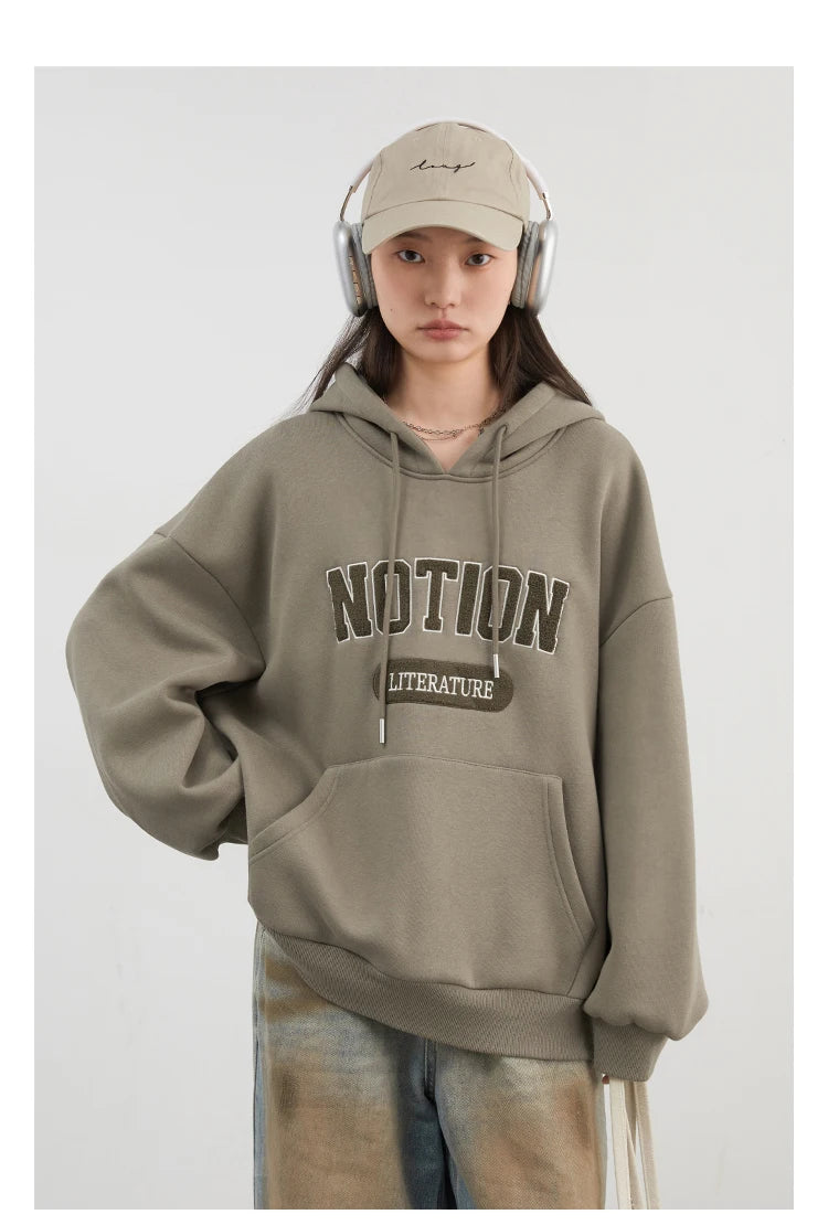 Chic VEN Women Sweatshirts Loose Casual Oversized Hooded Letter Patch Hoodie Female Fleece Woman Top