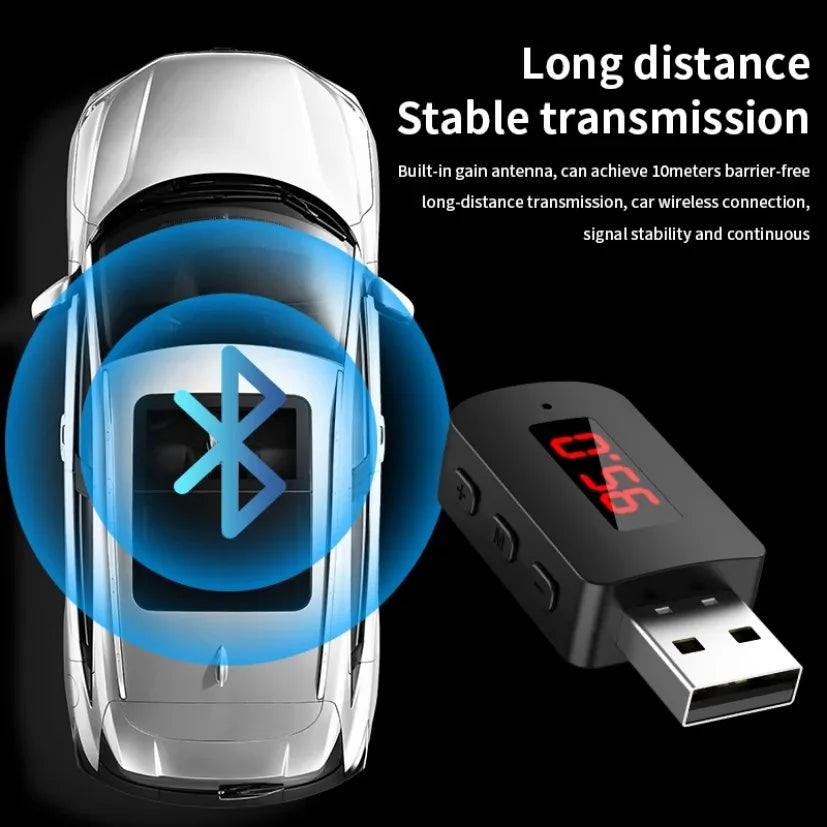 Bluetooth 5.4 Auto Zender Ontvanger Handsfree Bellen Autokit Mini USB Voeding