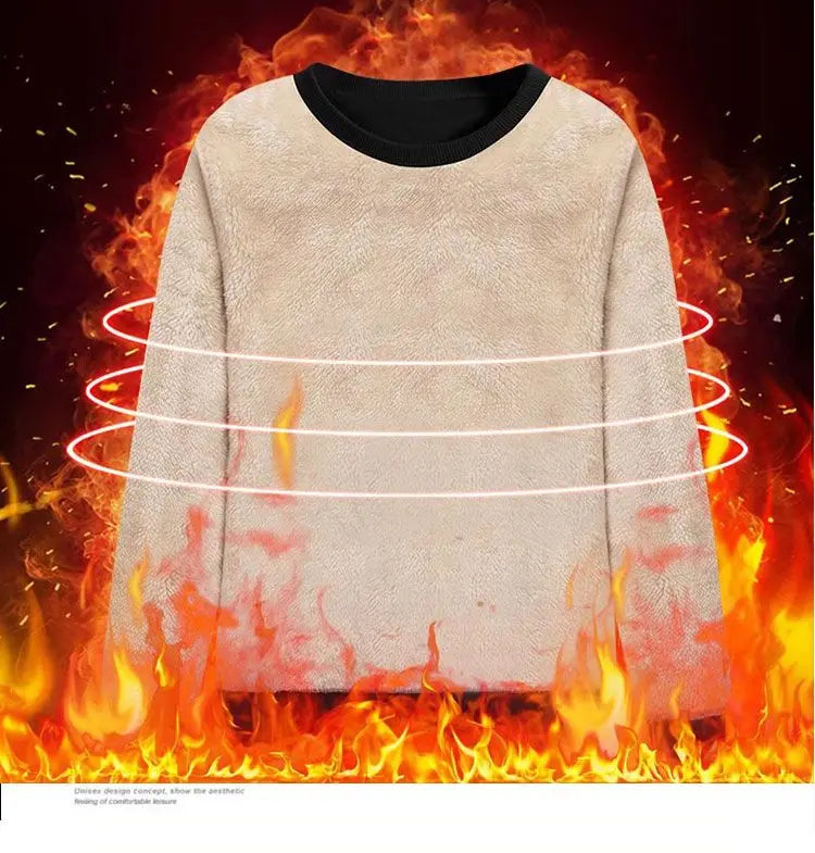 Fleece hoodie zonder capuchon voor dames en heren, dikke lamsfleece ronde hals, High Street top