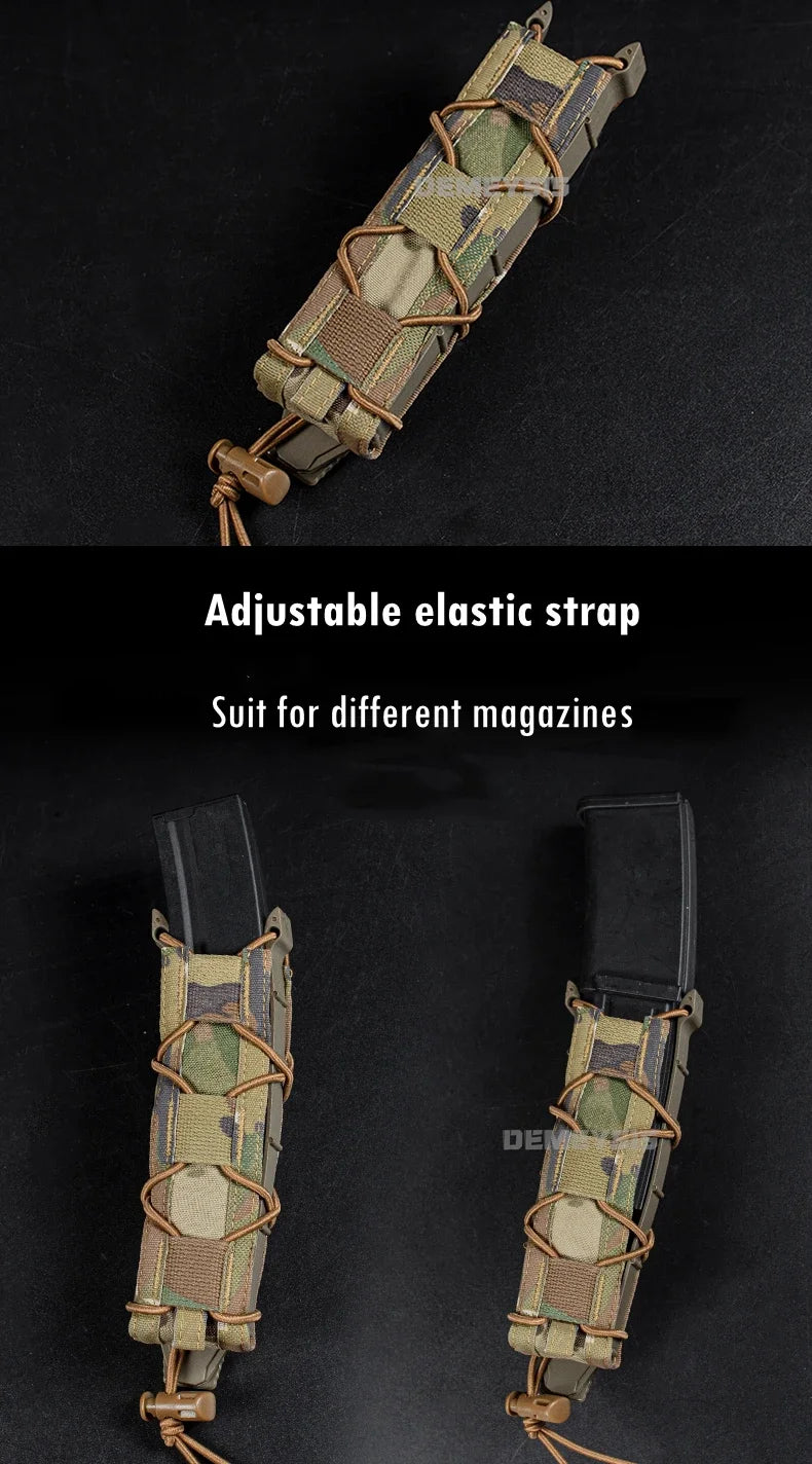 Tactical Pistol Magazine Pouch Fits MP5 MP7 .45 Single Open Top MOLLE 9mm Fast Mag Pouches