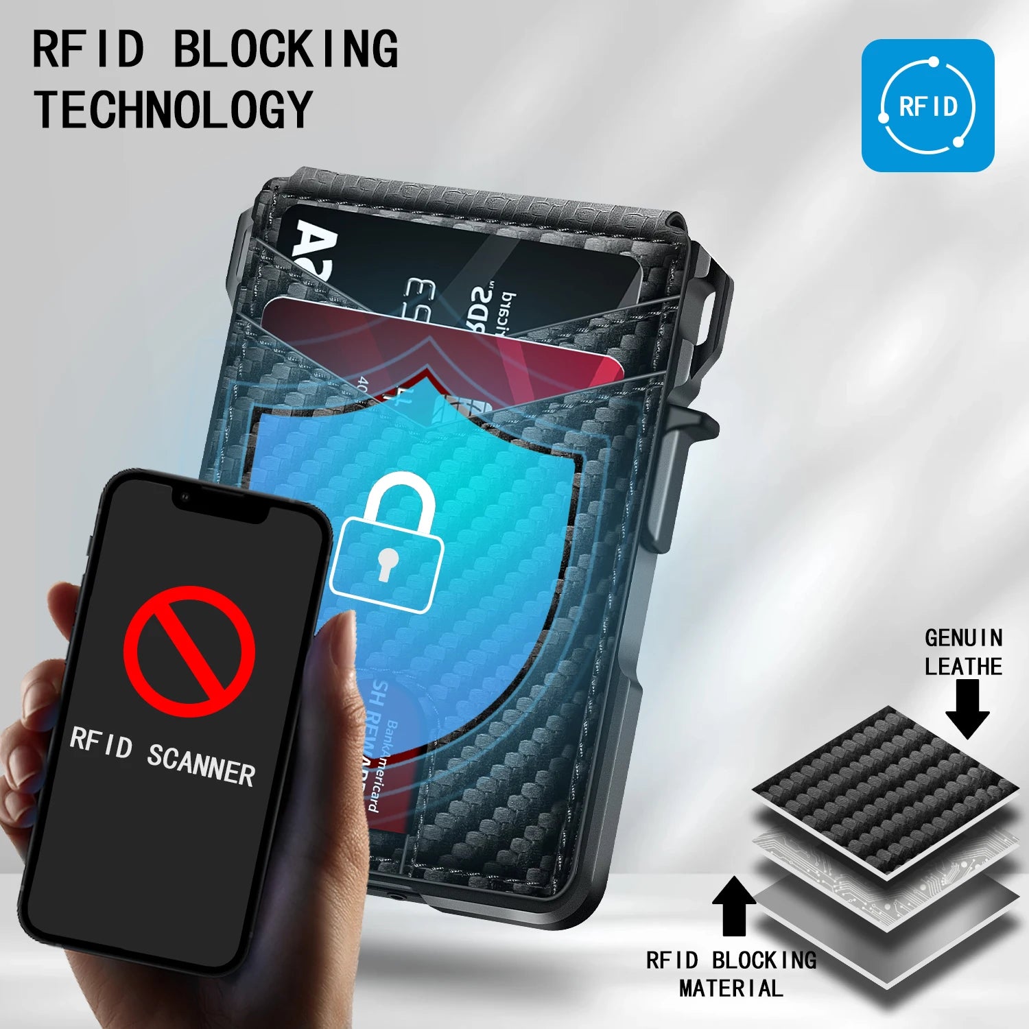 Mens Wallet Tactical Bifold Wallets for Men Metal Rfid Blocking Aluminum Money